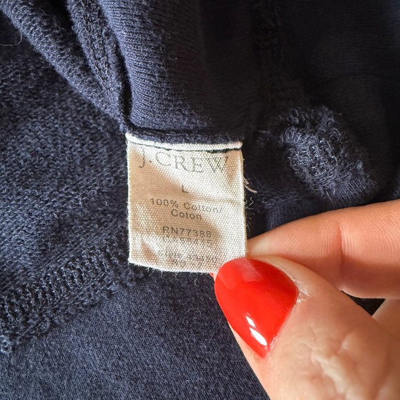 J.Crew Vintage Fleece Hoodie Navy Blue Pullover Sweatshirt Large 100% Cotton - Picture 5 of 7